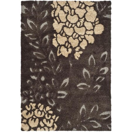 Safavieh 8 ft. 6 in. x 12 ft. Rectangle Shag Power Loomed Rug; Dark Brown & Grey SG456-2880-9